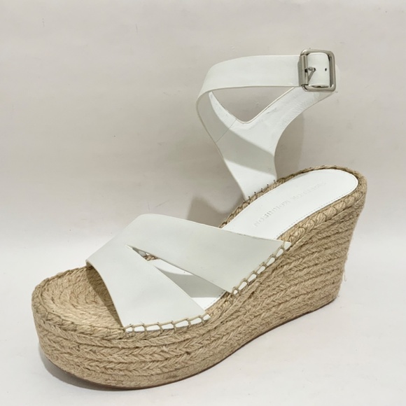 SIGERSON MORRISON Arien platform wedge Espadrille white leather sandal pumps 8.5 - Picture 9 of 13